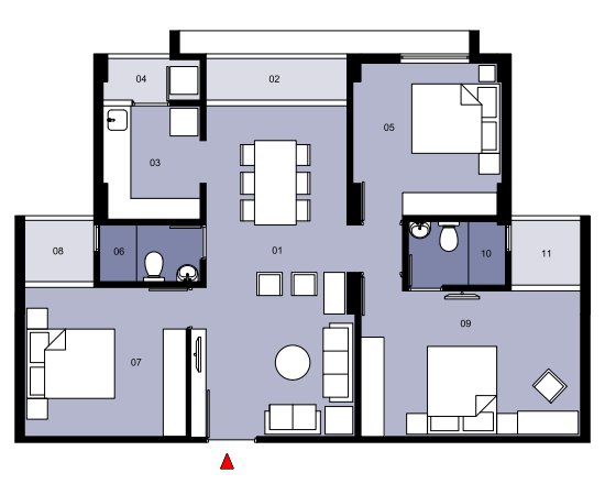Type H (3BHK + 2T)