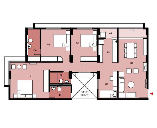 Type J (3.5BHK + 3T)