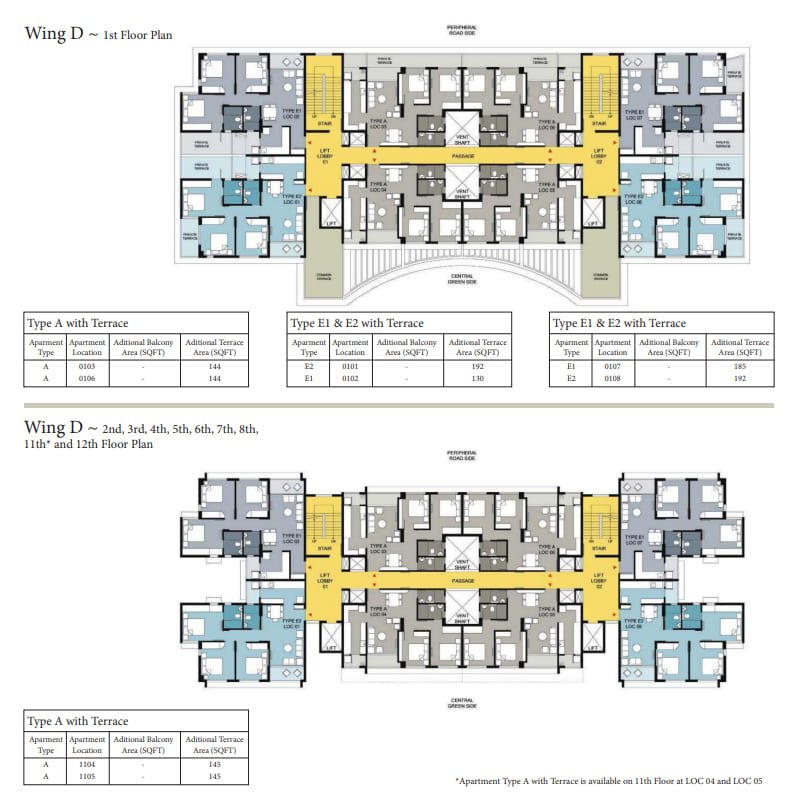 1st, 2nd, 3rd, 4th, 5th, 6th, 7th, 10th, 11th and 12th Floor Plan