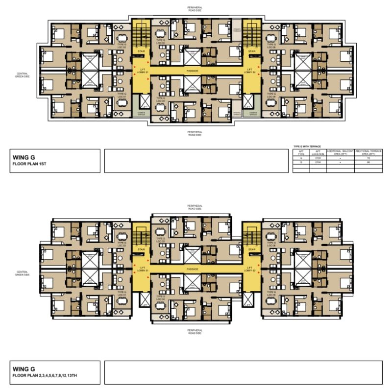 1st, 2nd, 3rd, 4th, 5th, 6th, 7th, 8th, 12th and 13th Floor Plan